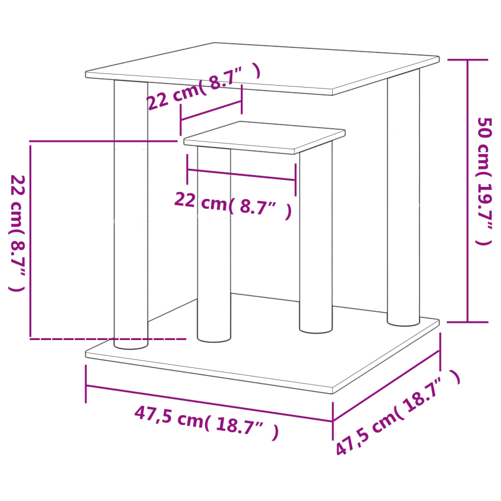 Cat scratching post with platforms, light grey, 50 cm