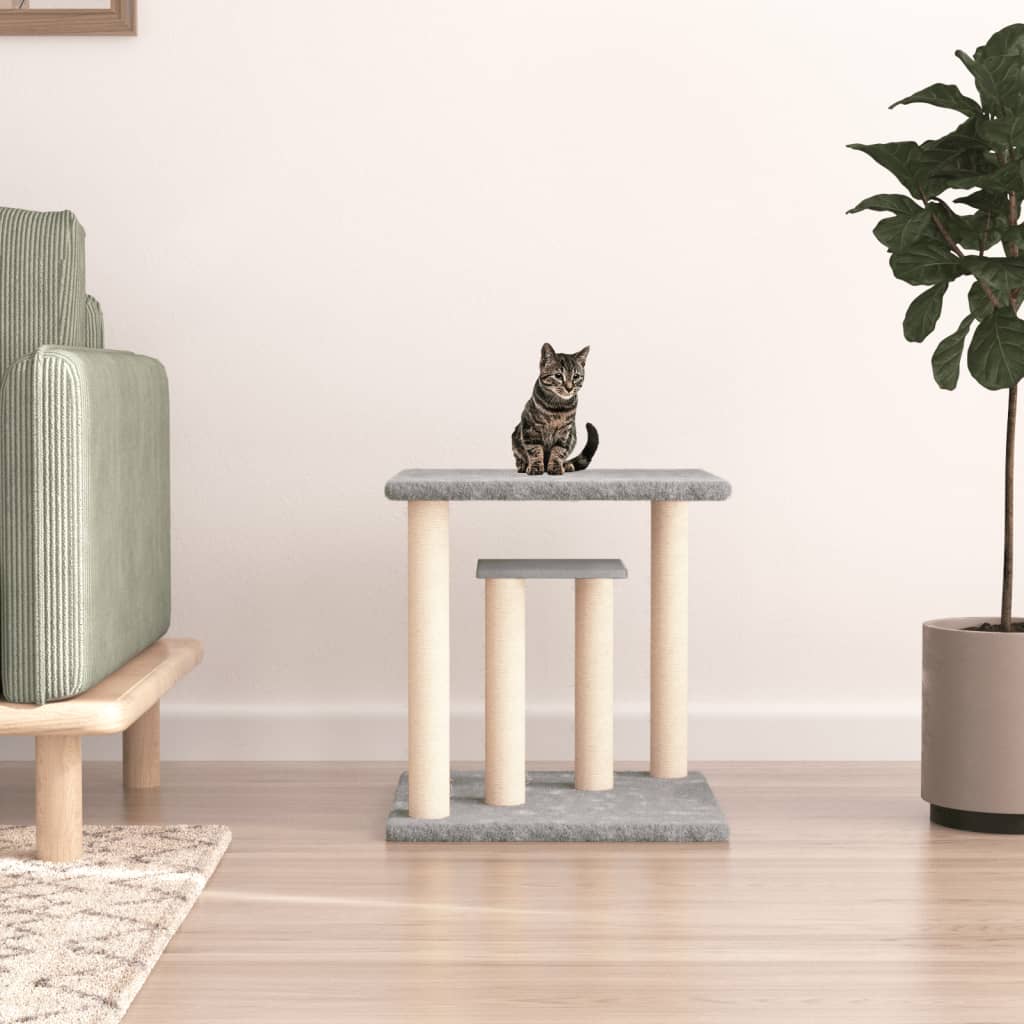 Cat scratching post with platforms, light grey, 50 cm