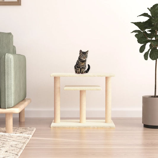 Cat scratching post with platforms, cream, 62.5 cm