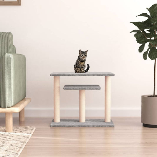 Cat scratching post with platforms, light grey, 62.5 cm