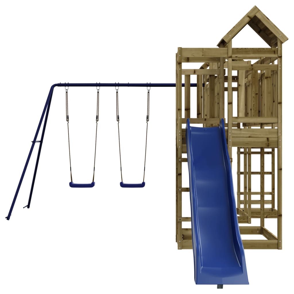 outdoor playground, impregnated pine wood