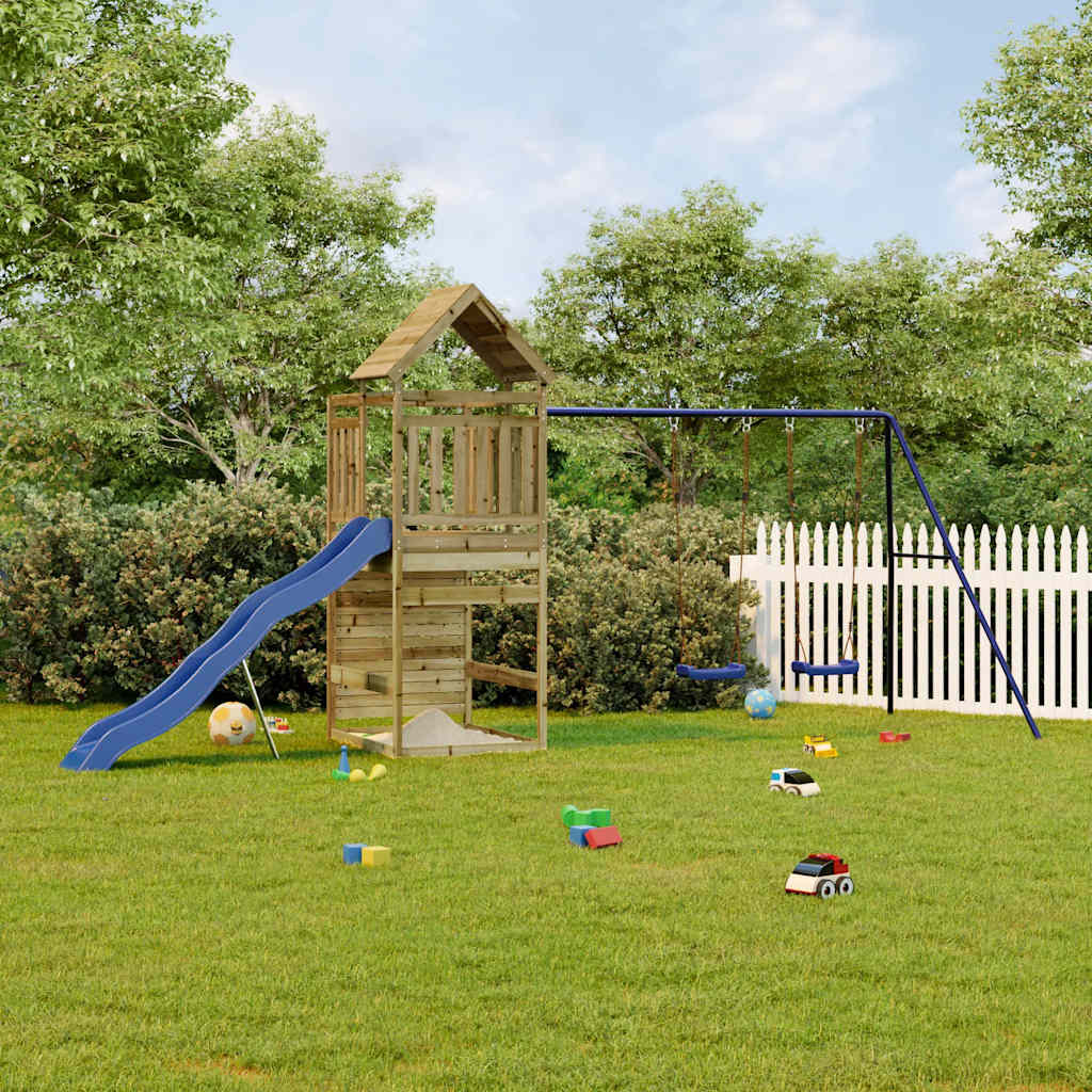 outdoor playground, impregnated pine wood