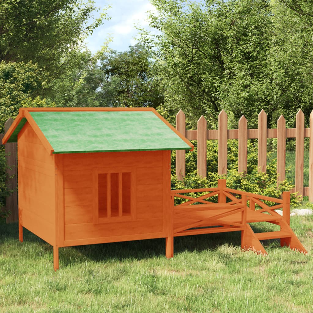 dog kennel, brown, 159 x 120 x 88.5 cm, pine wood