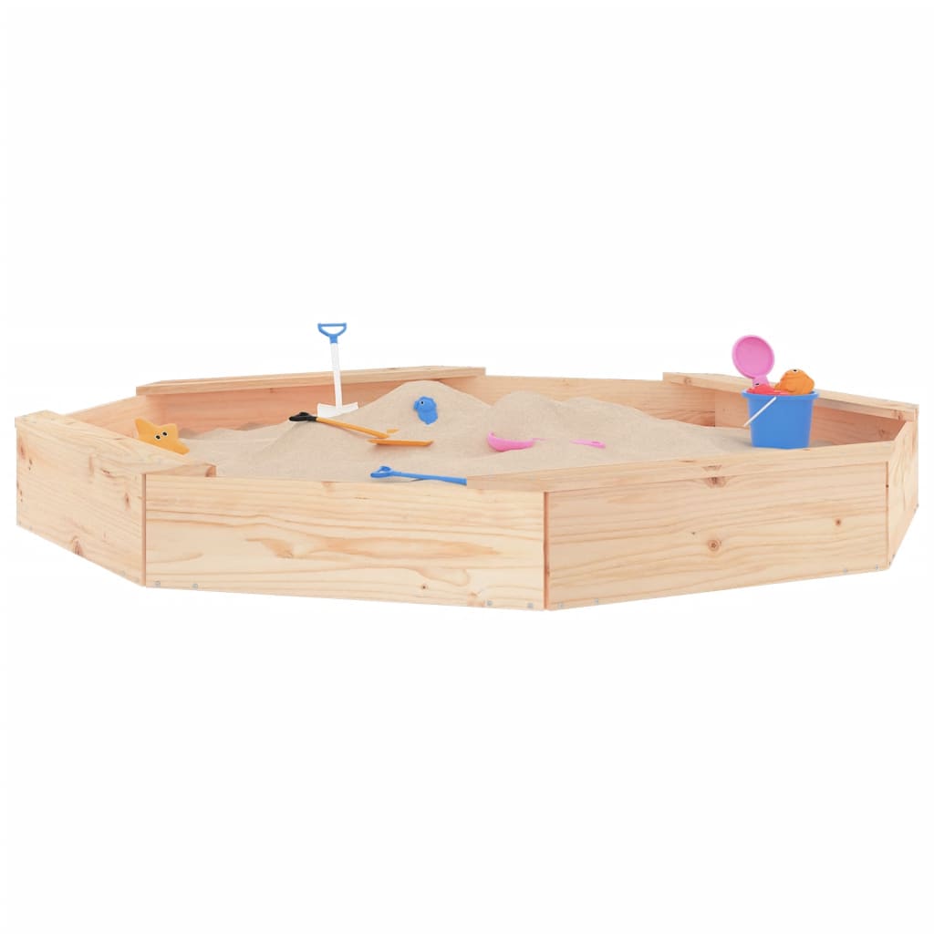 sandbox with seats, octagonal, pine wood