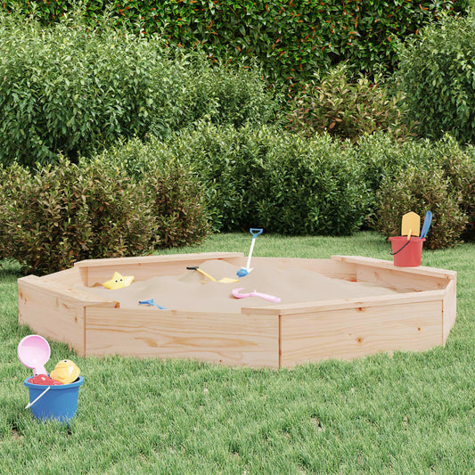 sandbox with seats, octagonal, pine wood