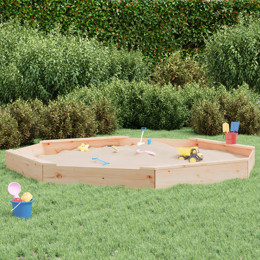 sandbox with seats, octagonal, pine wood