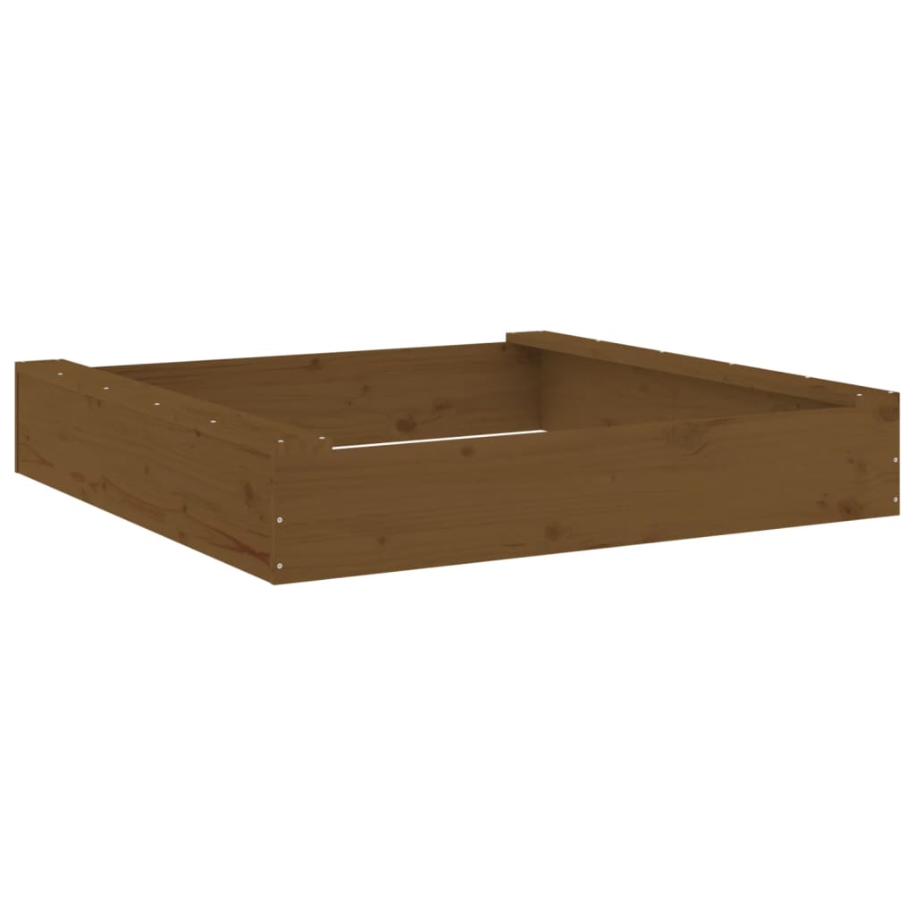 sandbox with seats, honey brown, square, pine wood