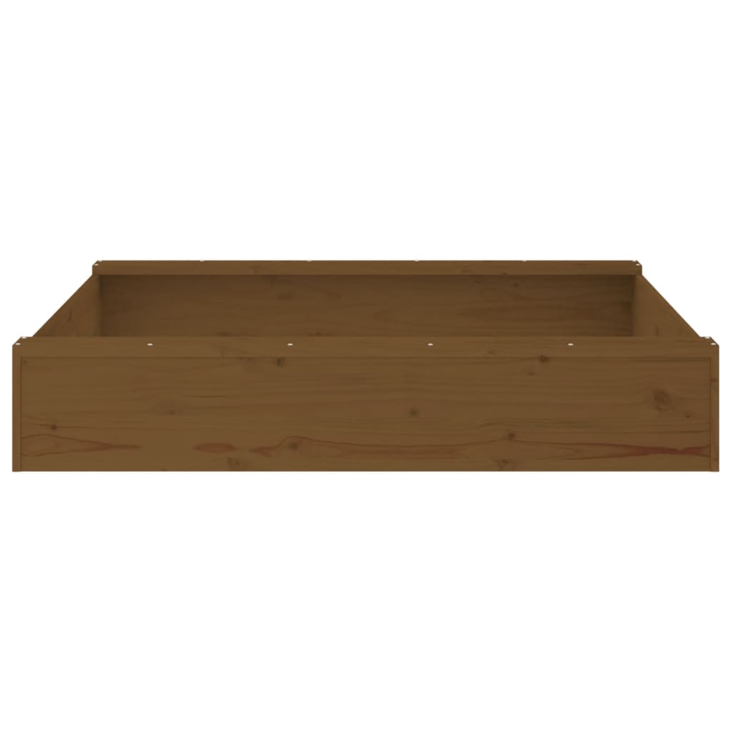 sandbox with seats, honey brown, square, pine wood