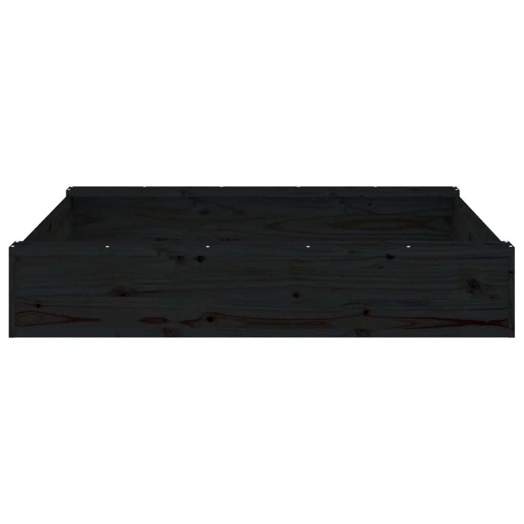 sandbox with seats, black, square, pine wood