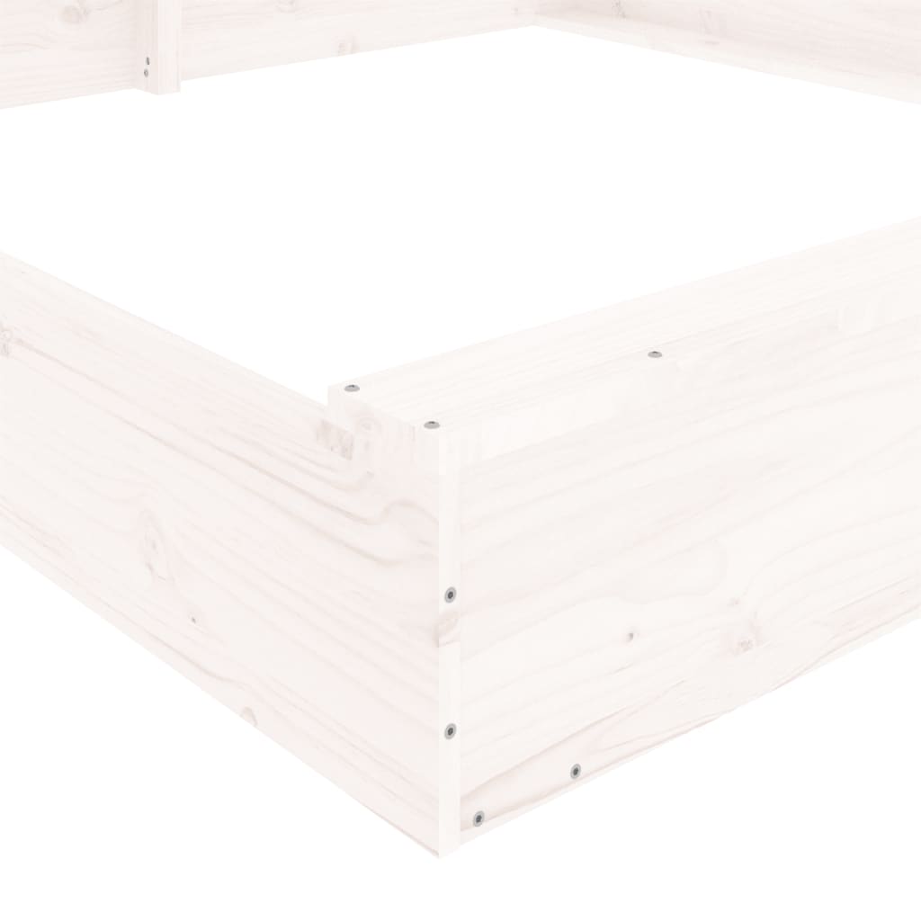 sandbox with seats, white, square, pine wood