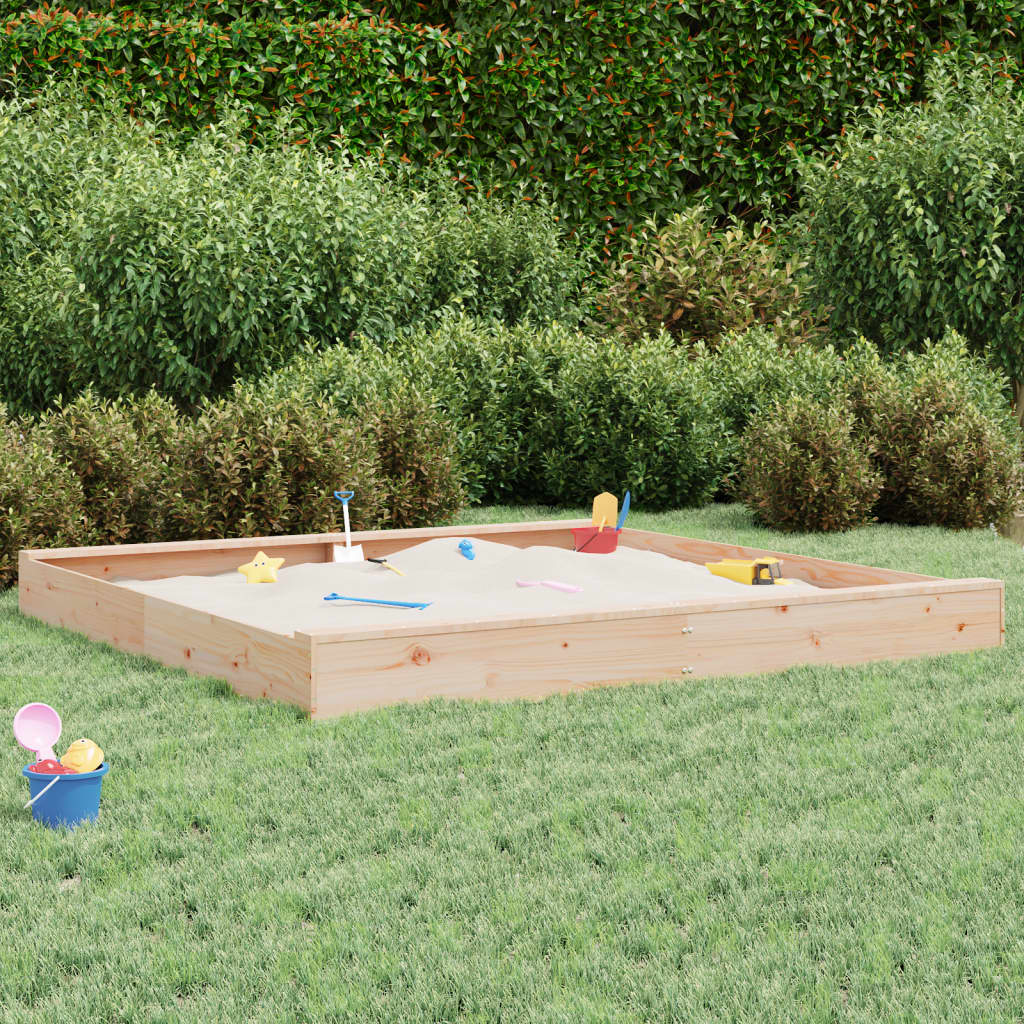 sandbox with seats, square, pine wood