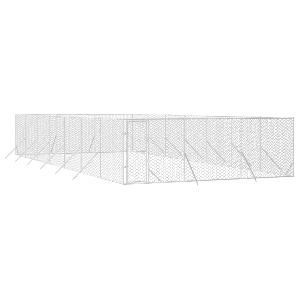 outdoor dog kennel, silver, 6x14x2 m, galvanized steel