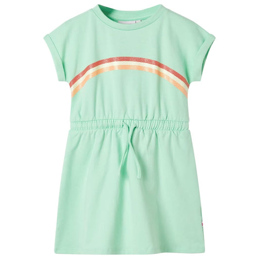 Children's dress with drawstring, bright green, 140