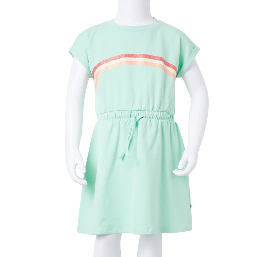 Children's dress with drawstring, bright green, 140