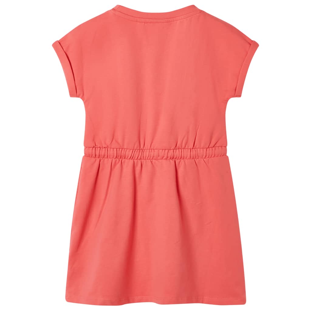 Children's dress with drawstring, coral red, 140