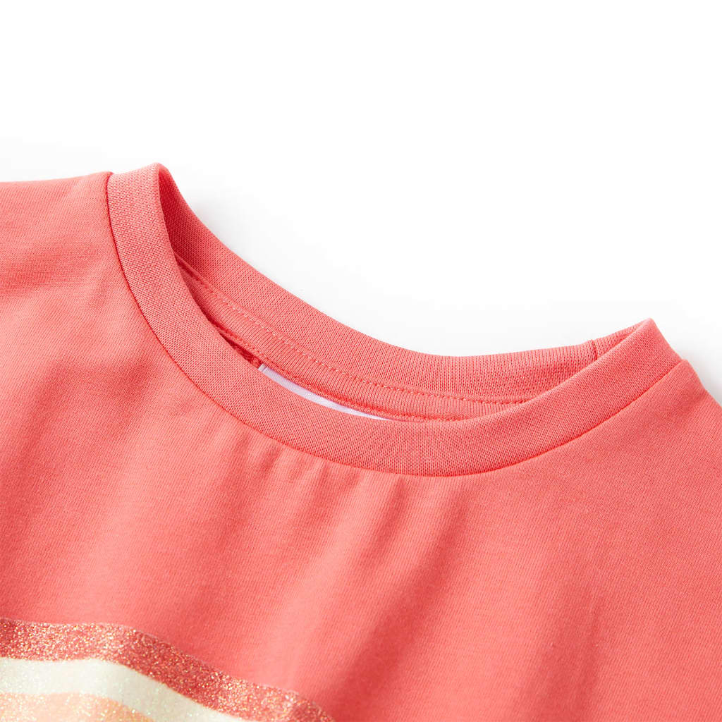 Children's dress with drawstring, coral red, 140