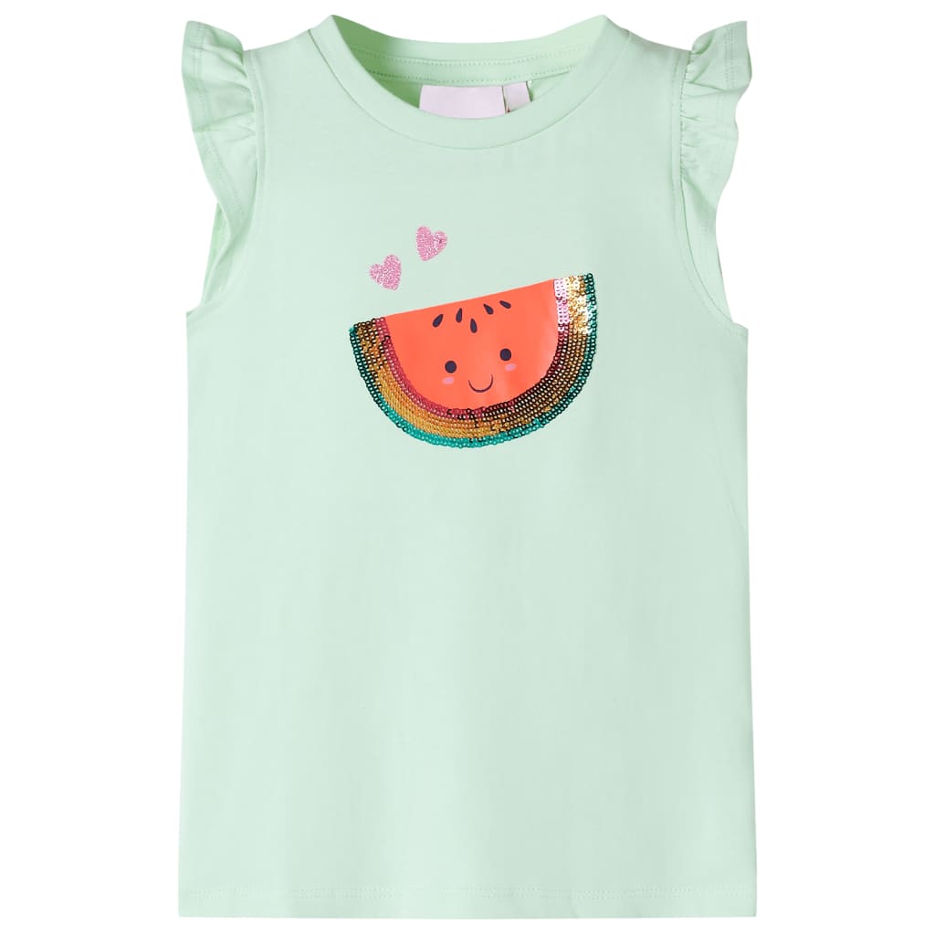 Children's T-shirt with ruffles, soft green, 92