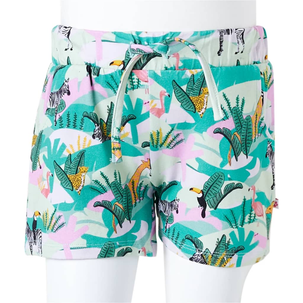 Children's shorts with drawstring, light mint green, 140