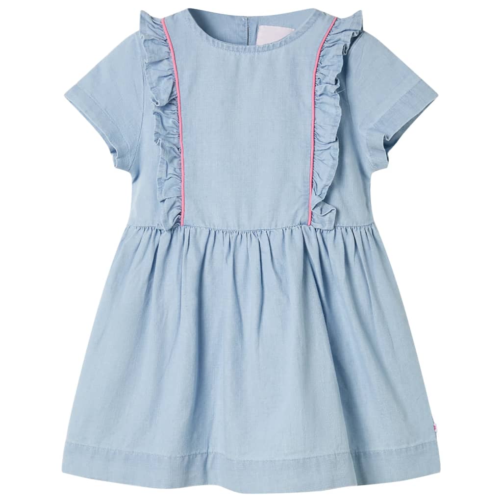 Children's ruffled dress, light blue, 104