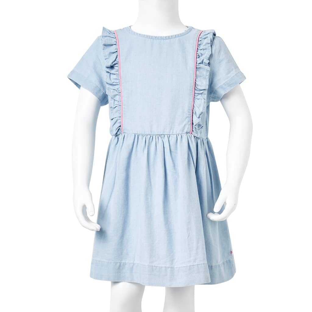 Children's ruffled dress, light blue, 104