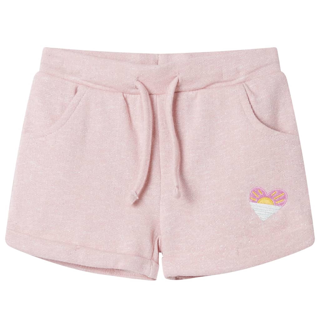 Children's shorts with drawstring, pale pink, 128