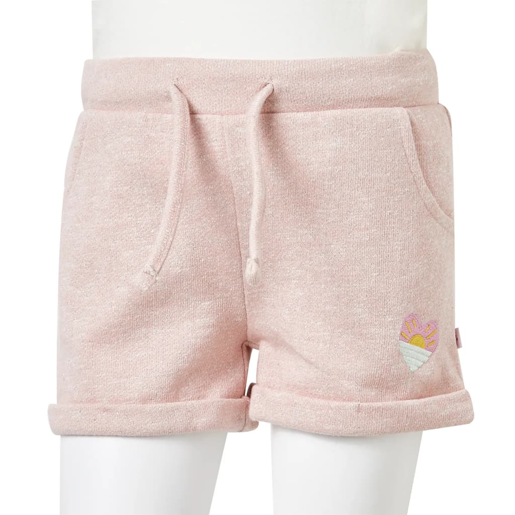 Children's shorts with drawstring, pale pink, 128