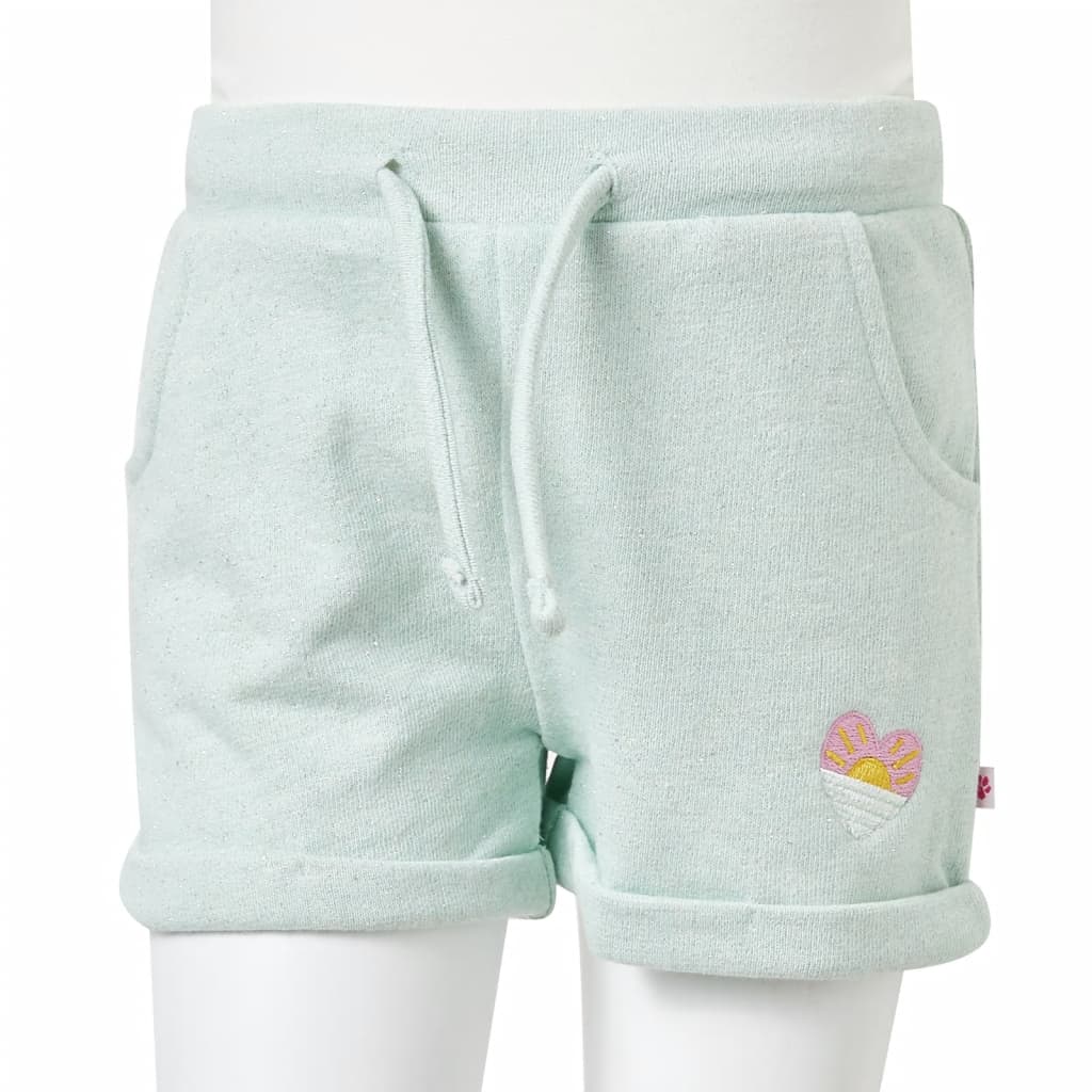 Children's shorts with drawstring, light mint green, 104