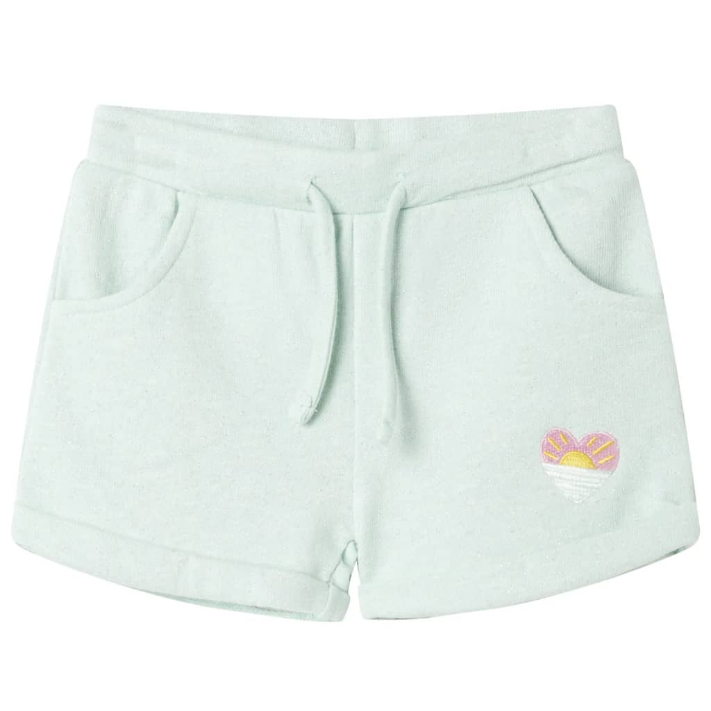 Children's shorts with drawstring, light mint green, 128