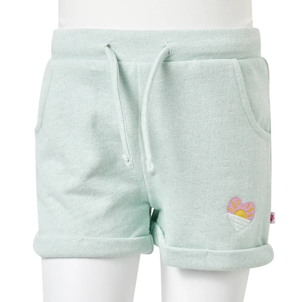 Children's shorts with drawstring, light mint green, 128