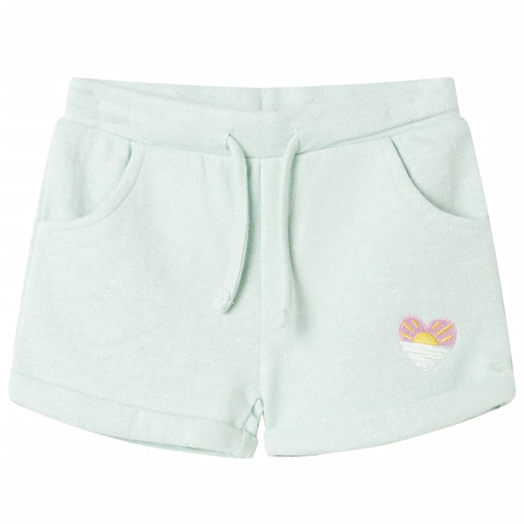 Children's shorts with drawstring, light mint green, 140