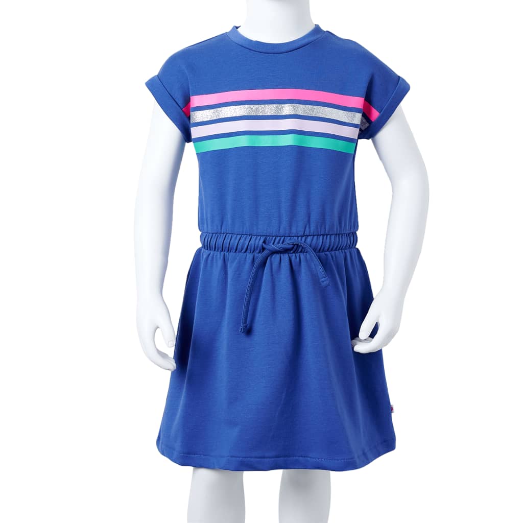 Children's dress with drawstring, cobalt blue, 116