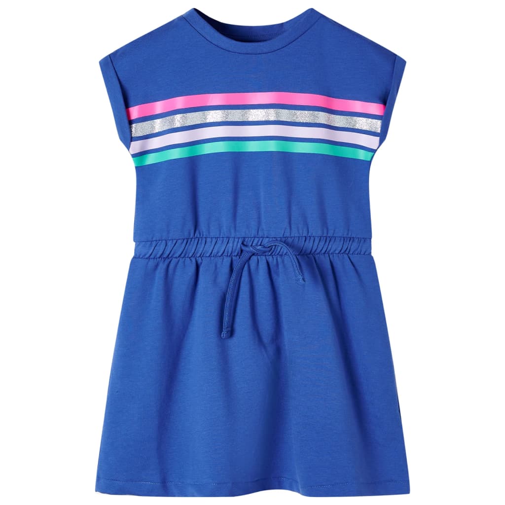 Children's dress with drawstring, cobalt blue, 128