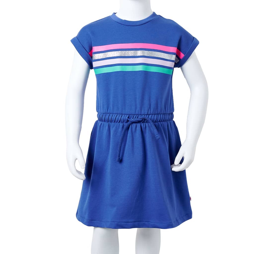 Children's dress with drawstring, cobalt blue, 128