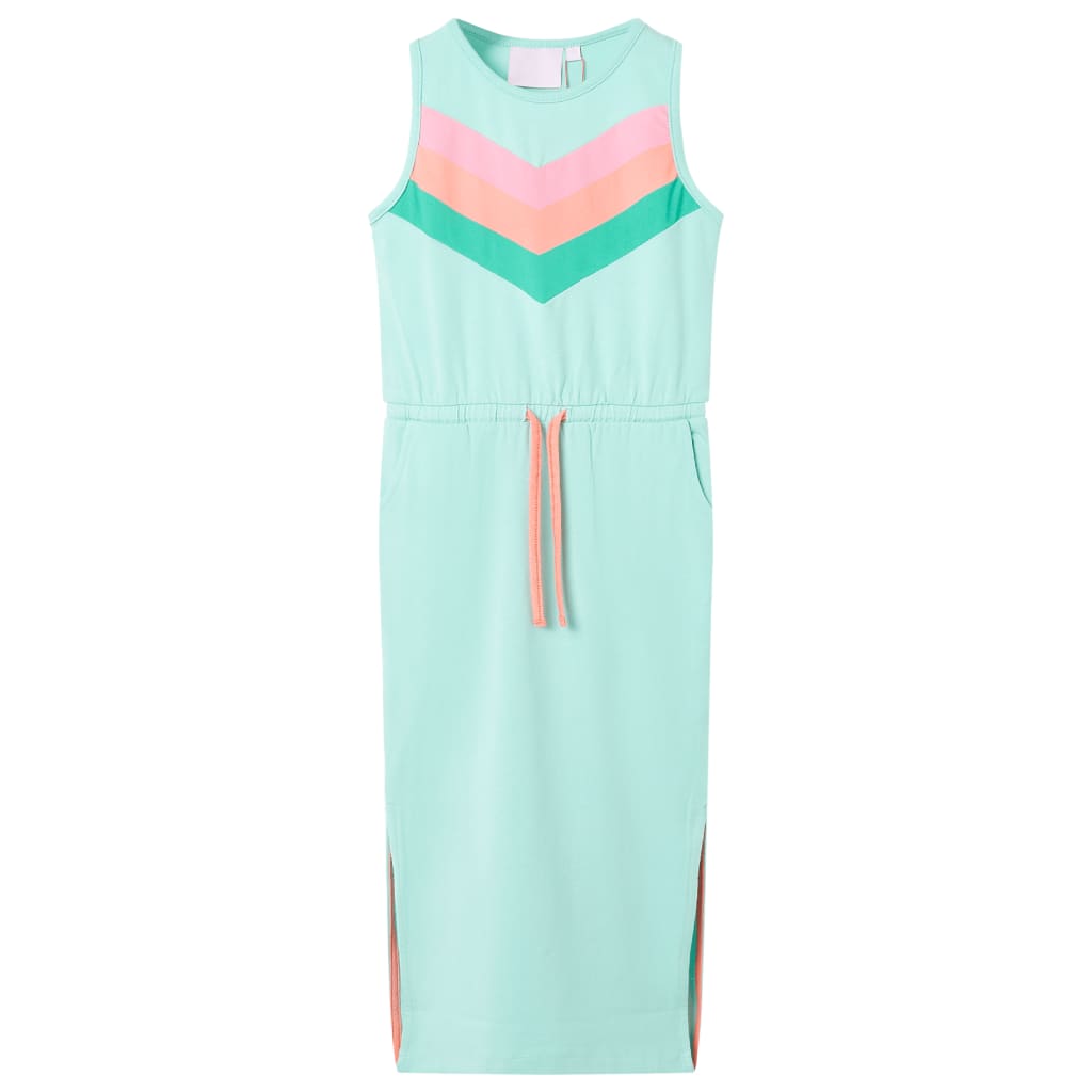 Children's dress with drawstring, light mint green, 104