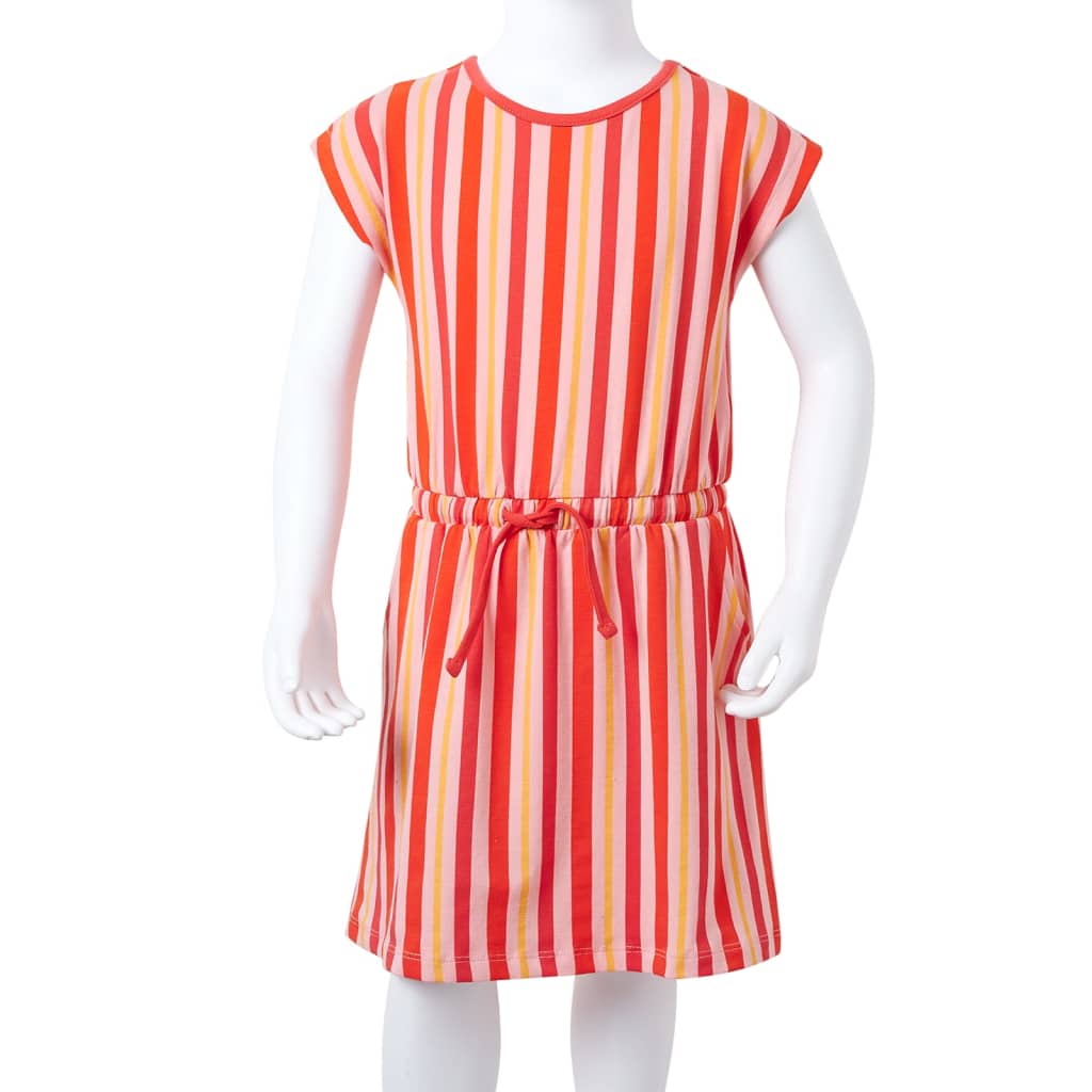 Children's dress, with drawstring, pink and red, 128