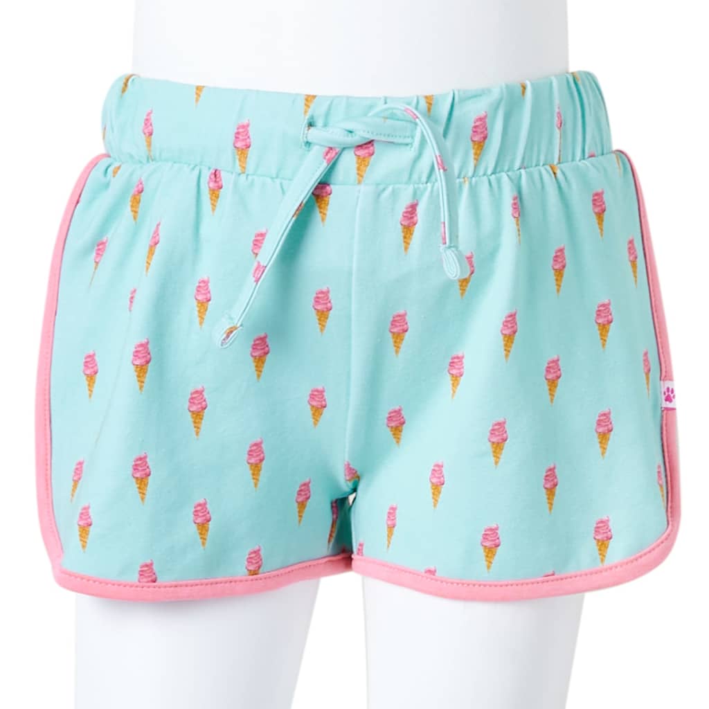 Children's shorts with drawstring, light mint green, 92