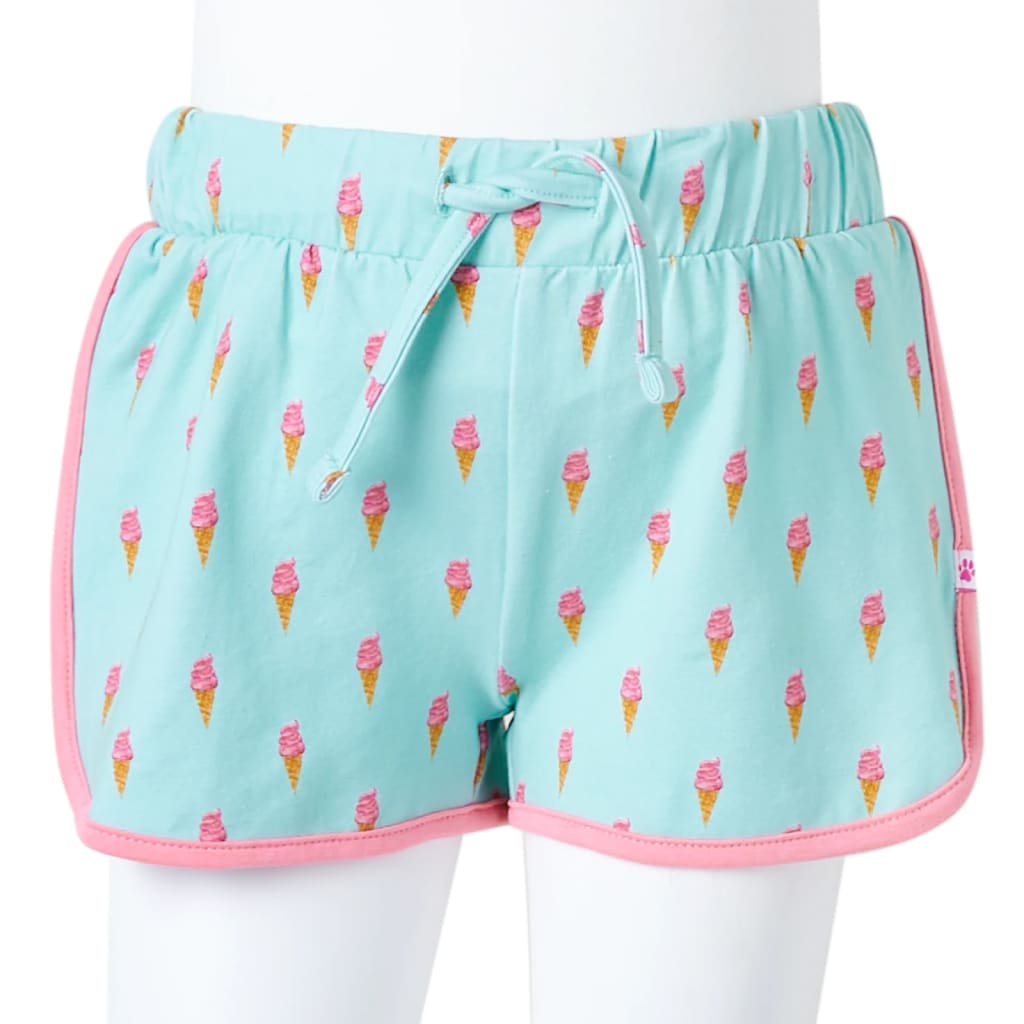 Children's shorts with drawstring, light mint green, 104