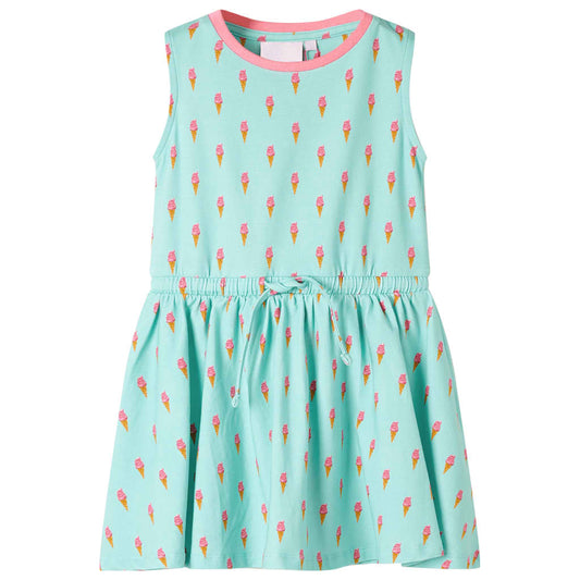 Children's dress with drawstring, light mint green, 104