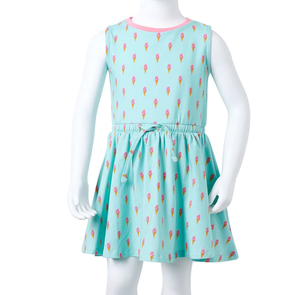 Children's dress with drawstring, light mint green, 104