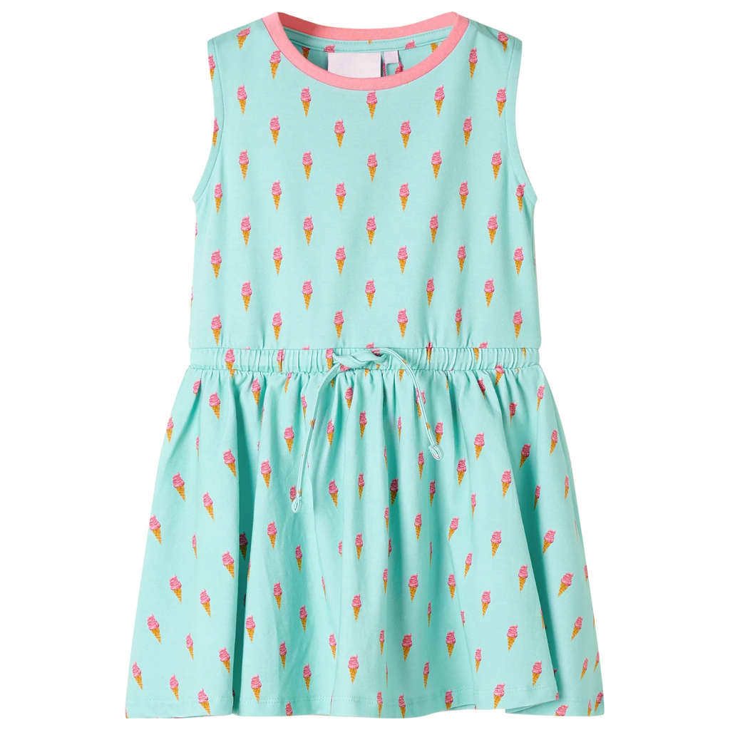 Children's dress with drawstring, light mint green, 128