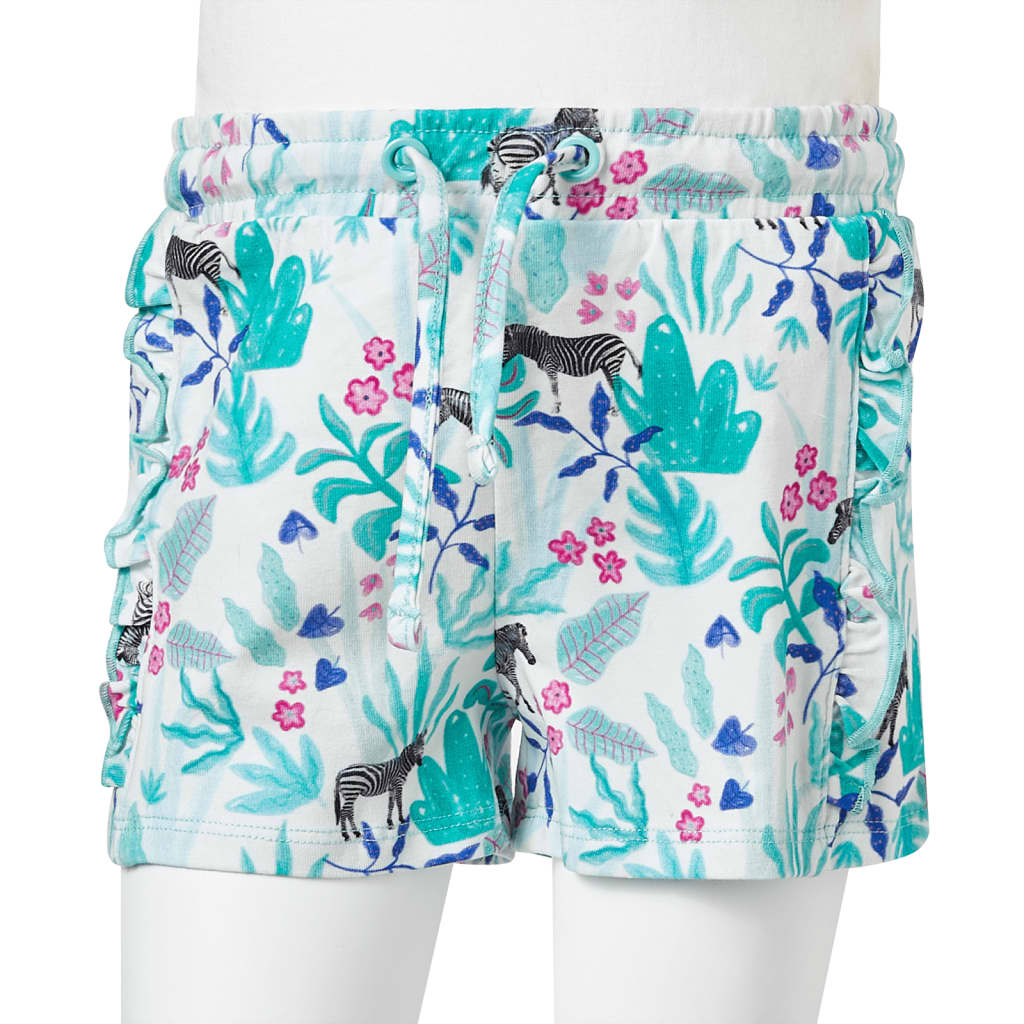 Children's shorts with drawstring, ecru, dark mint green, 92