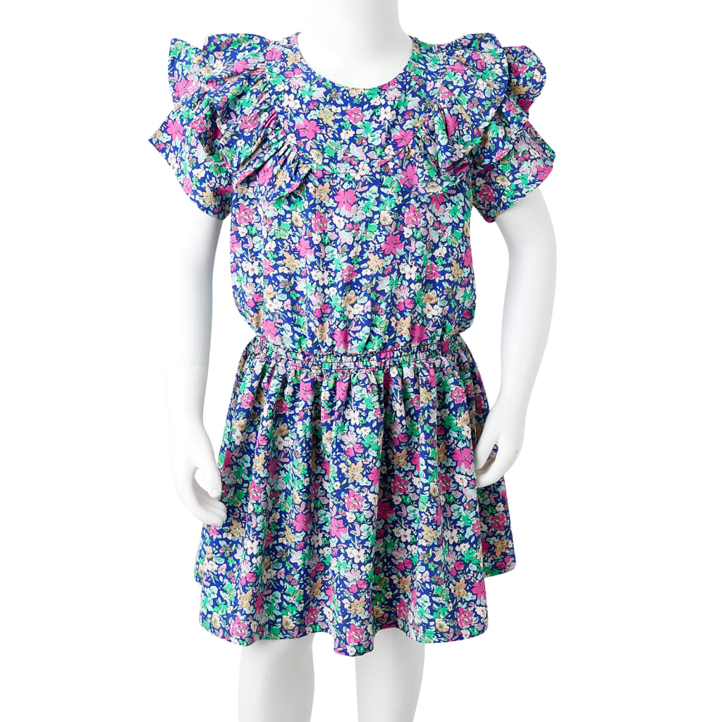 Children's ruffled dress, cobalt blue, 92