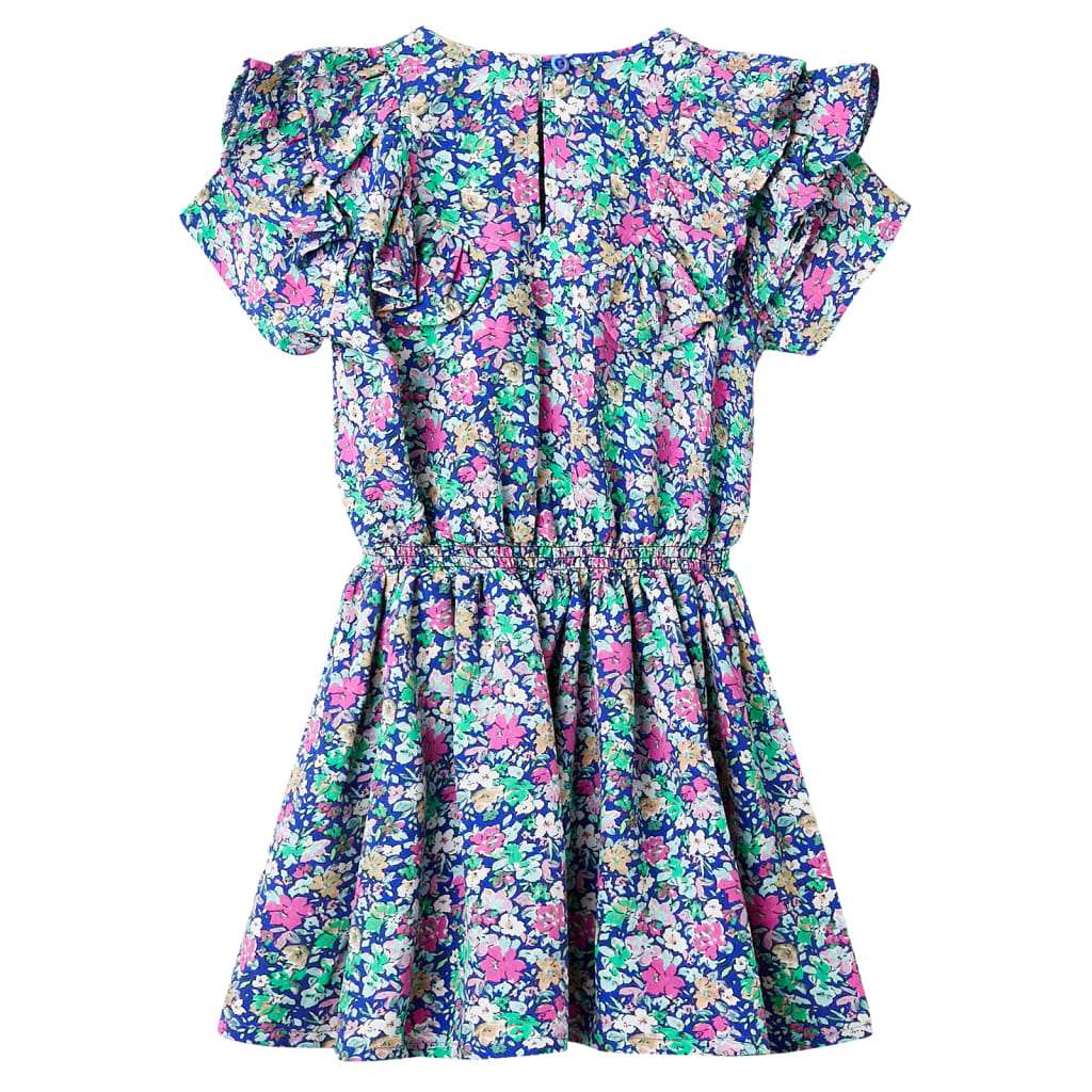 Children's ruffled dress, cobalt blue, 104