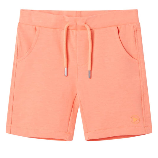 Children's shorts with drawstring, neon orange, 128