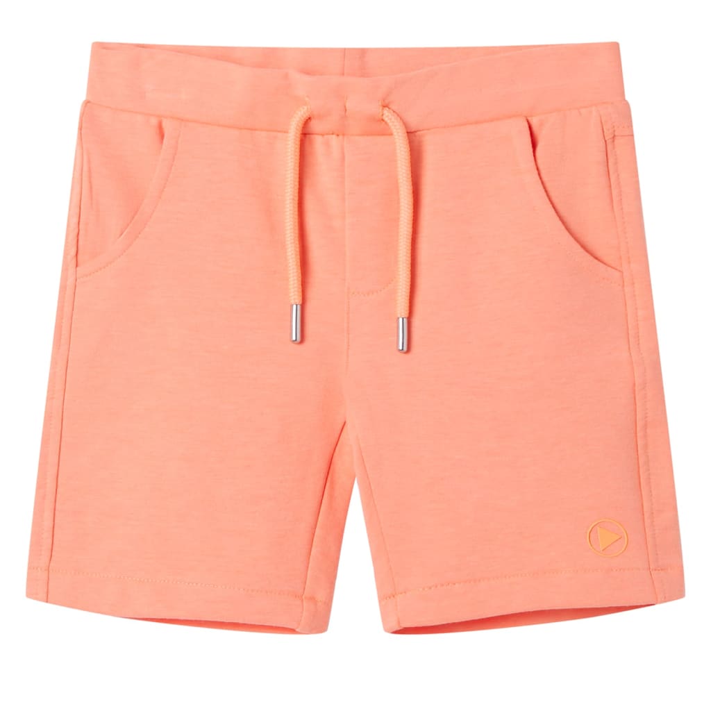 Children's shorts with drawstring, neon orange, 140