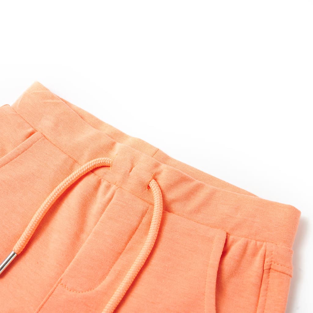 Children's shorts with drawstring, neon orange, 140