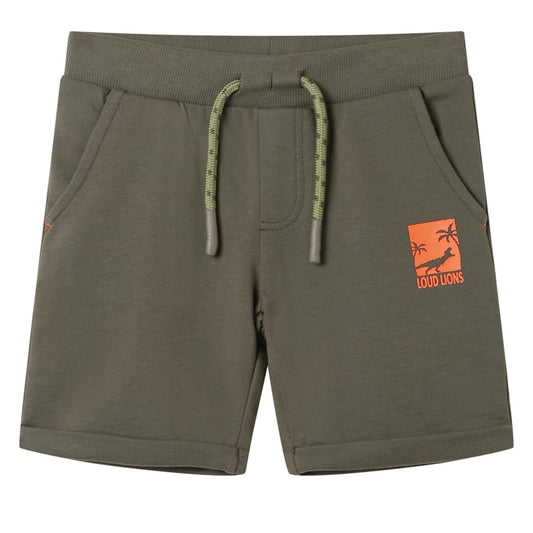 Children's shorts with drawstring, dark khaki, 92