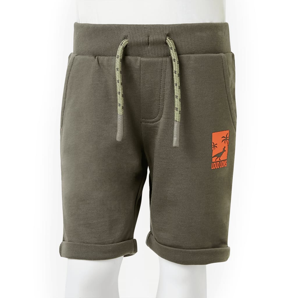 Children's shorts with drawstring, dark khaki, 92