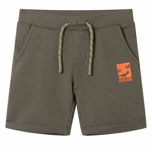 Children's shorts with drawstring, dark khaki, 104