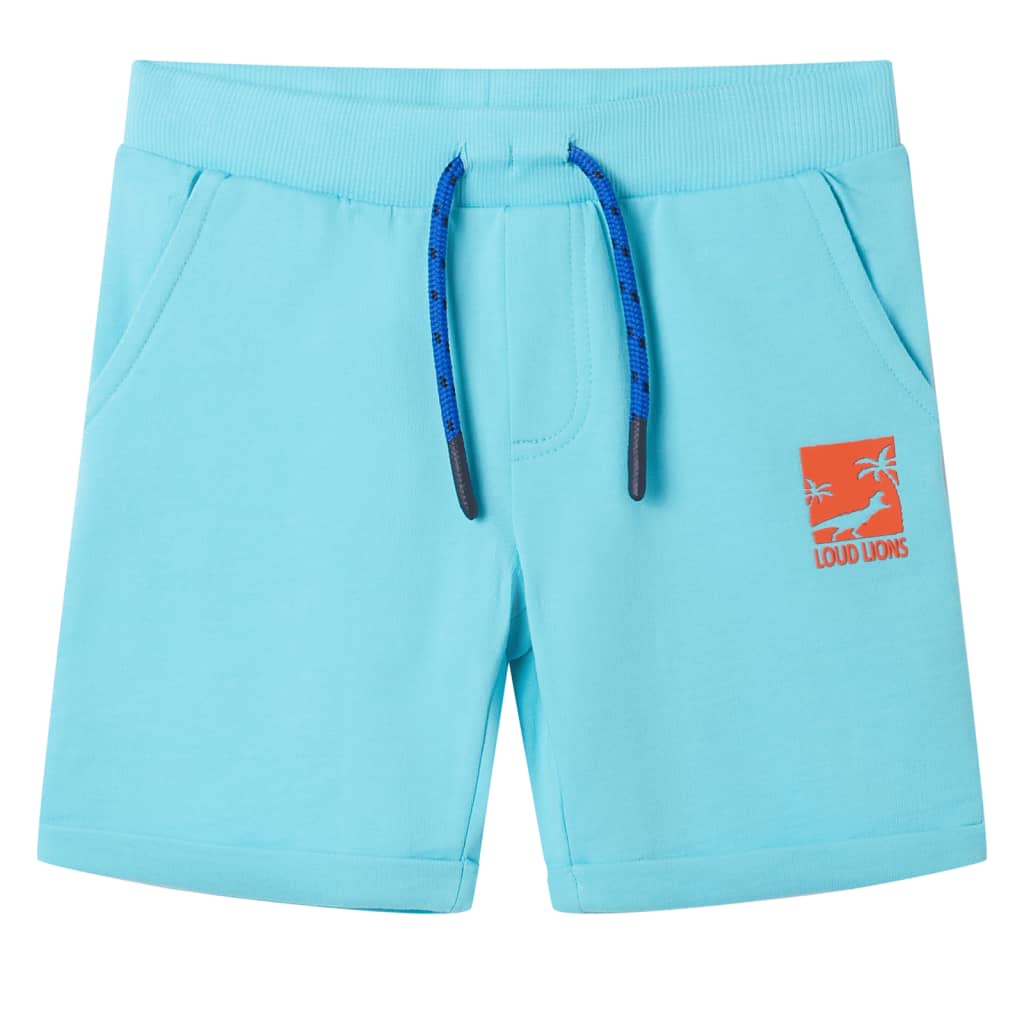 Children's shorts with drawstring, aqua blue, 92